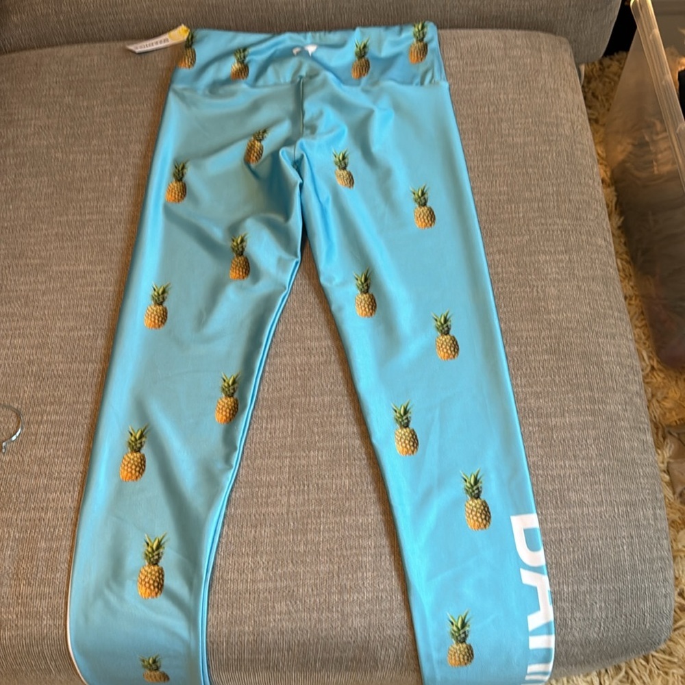 NWT Soulcycle x Goldsheep Blue Pineapple Print Leggings - Picture 6 of 7